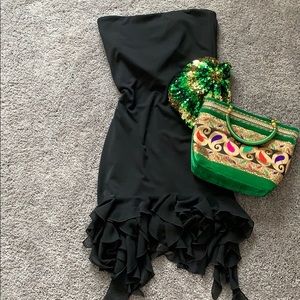 CACHE strapless hi/low hem little black dress!